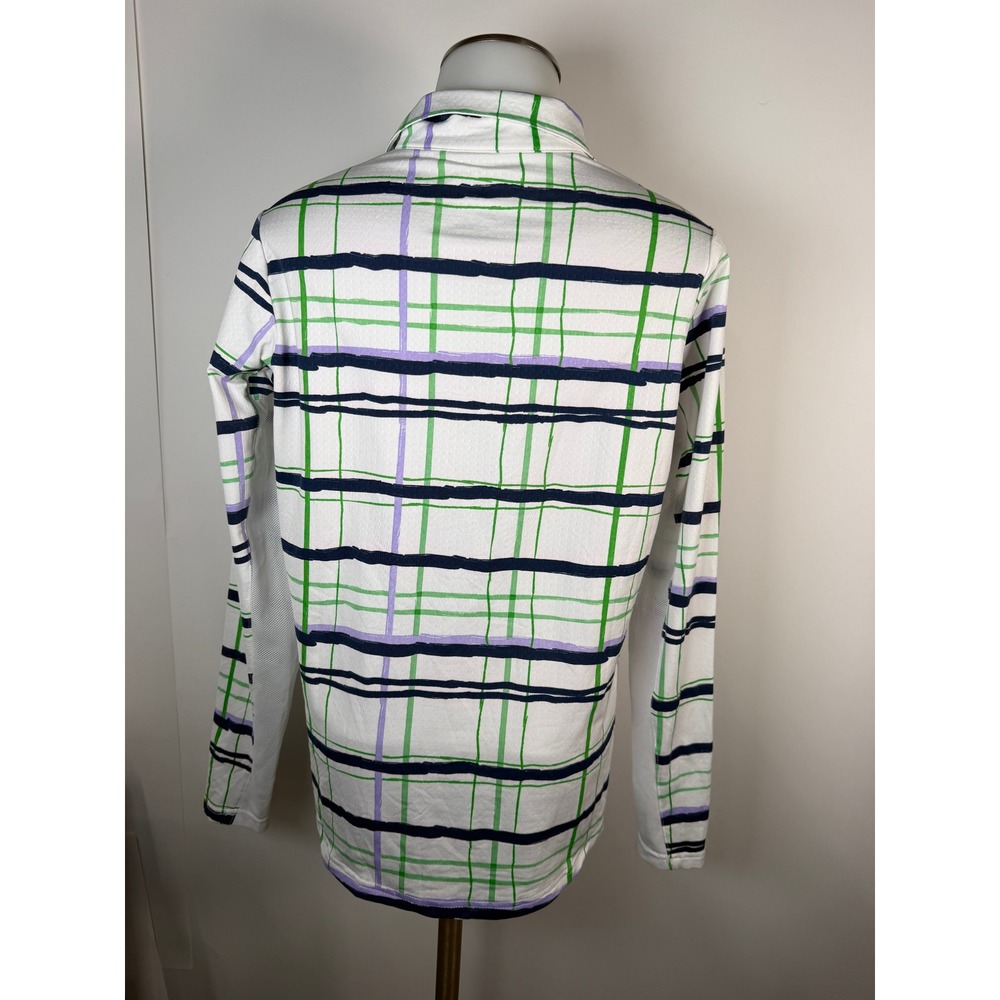 SanSoleil Womens M SolCool Plaid Quarter Zip Long Sleeve Golf Top UPF 50 Green - Picture 4 of 10